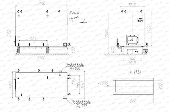 Котел КВм 0.93 с РПК чертеж